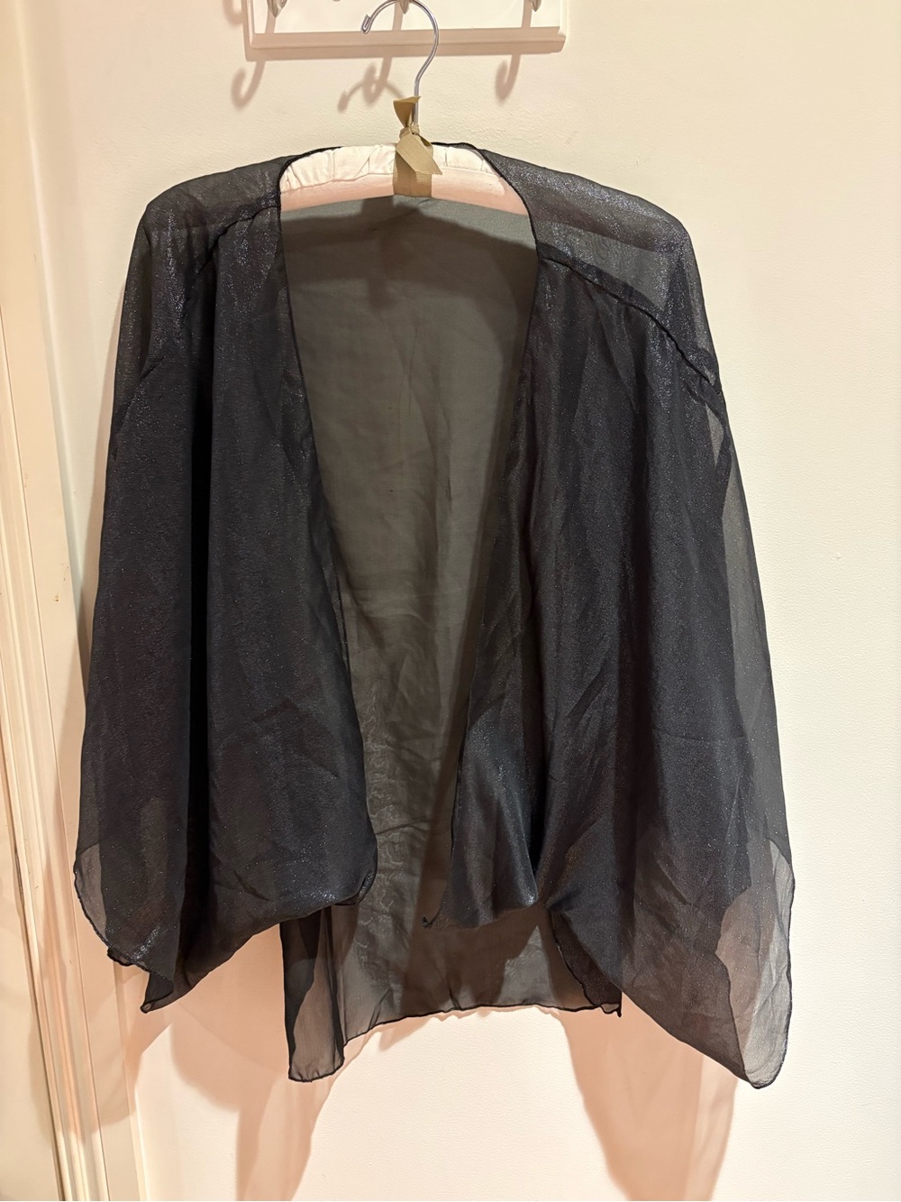 Sheer Black Open Front Kimono Cardigan
